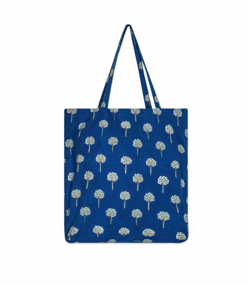 Floral tote bag - navy blue