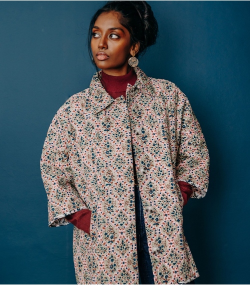 Quilted coat size S/M - sage green