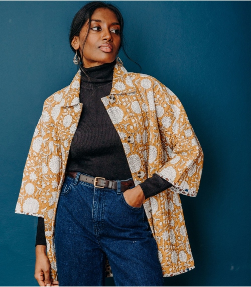 Quilted coat size S/M - mustard