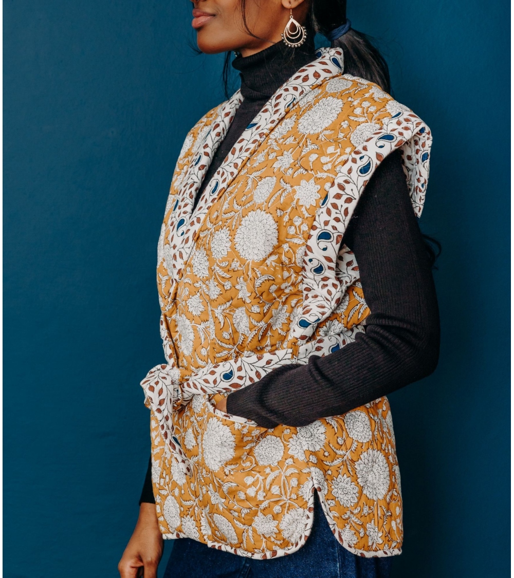 Floral jacket size S/M - mustard yellow