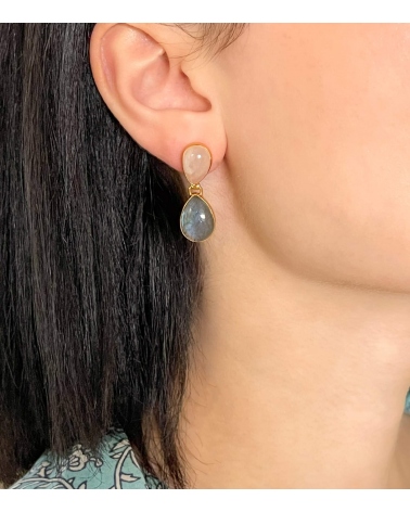 Boucles d'oreilles indiennes quartz rose