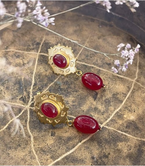 Boucles d'oreilles quartz rouge