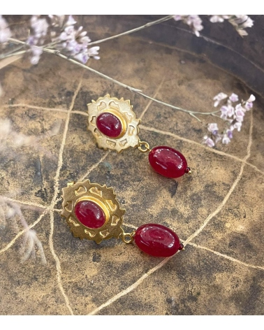 Boucles d'oreilles quartz rouge