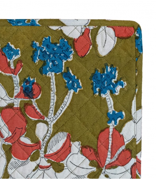 Dessous de plat en coton 20x20 cm - Iris olive