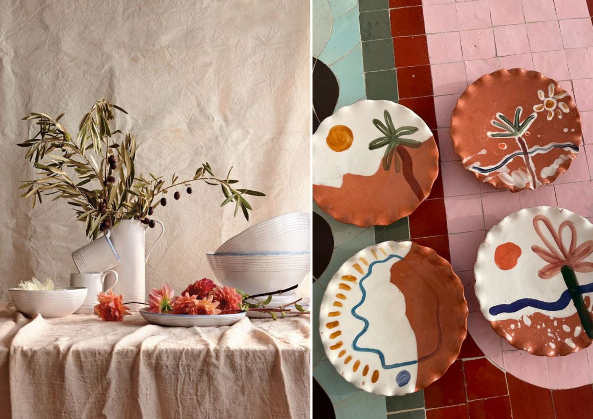 Colored ceramic for table decoration