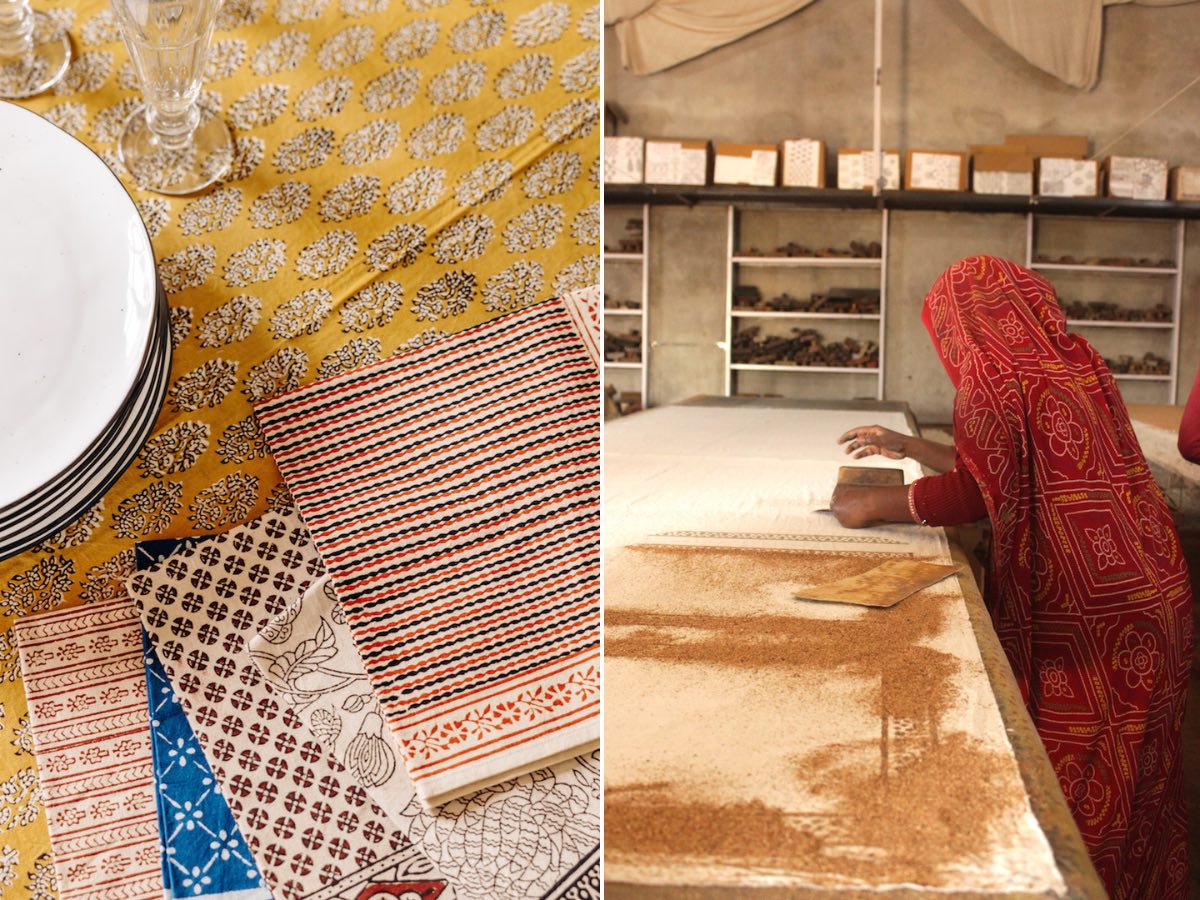 Natural dyeing tablecloth - Block print