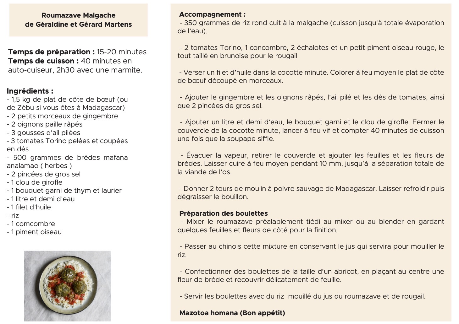 recette roumazave malgache