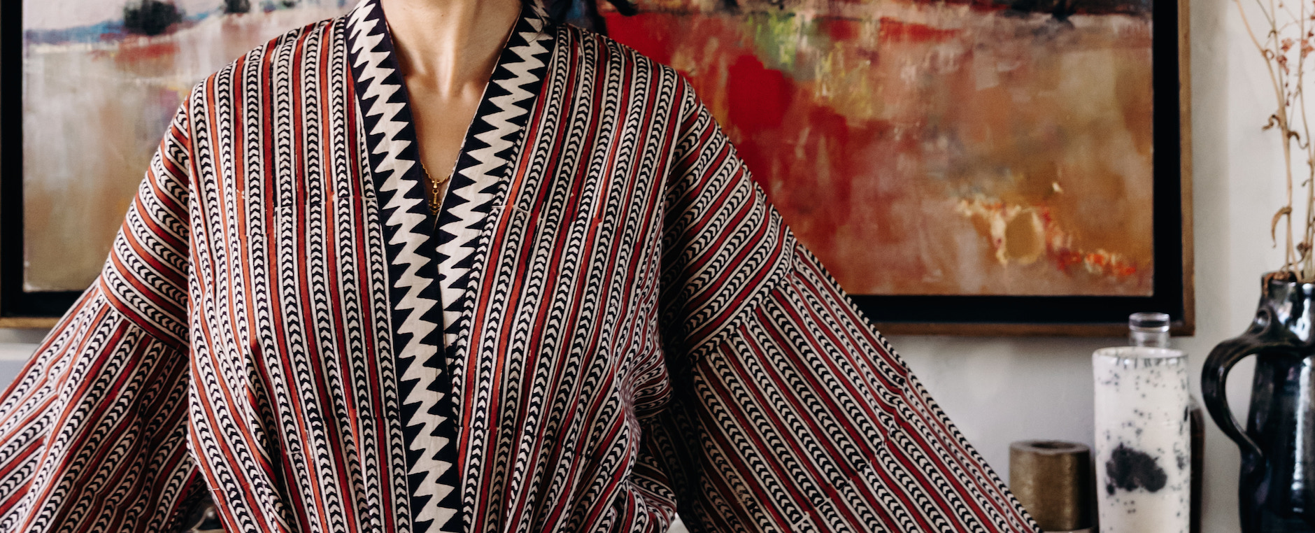 Indian kimono in cotton, Lamba