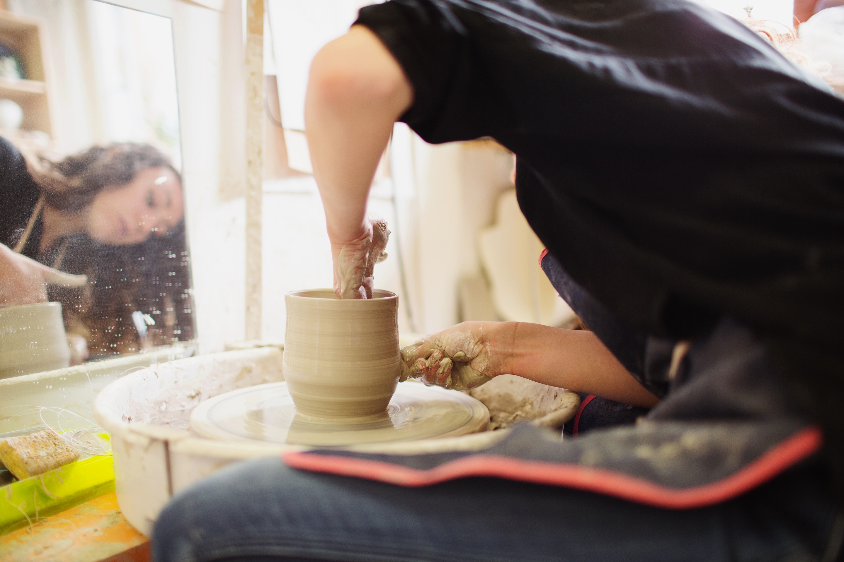 clay shaping by the artist