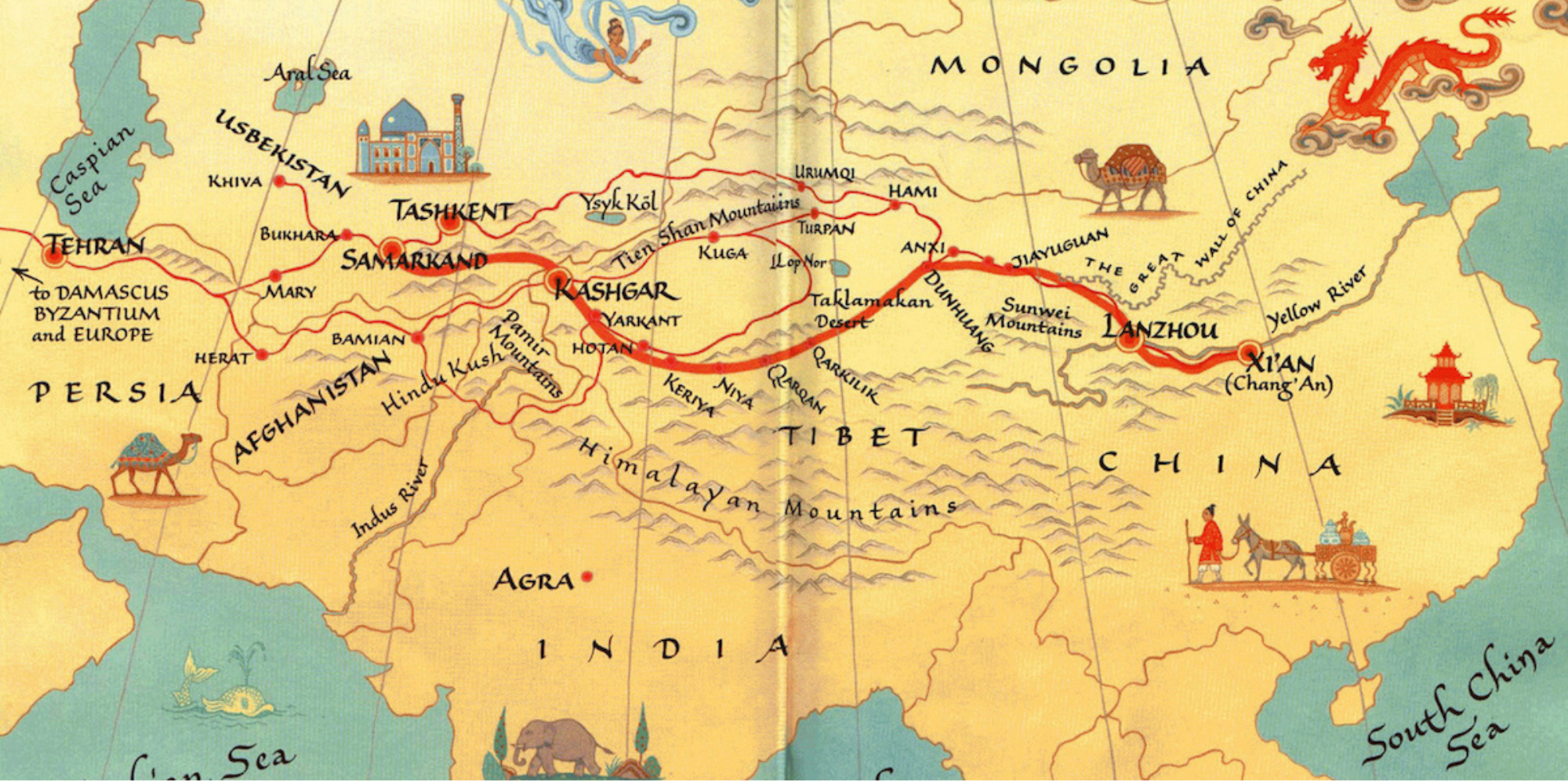 Carte de la route de la soie