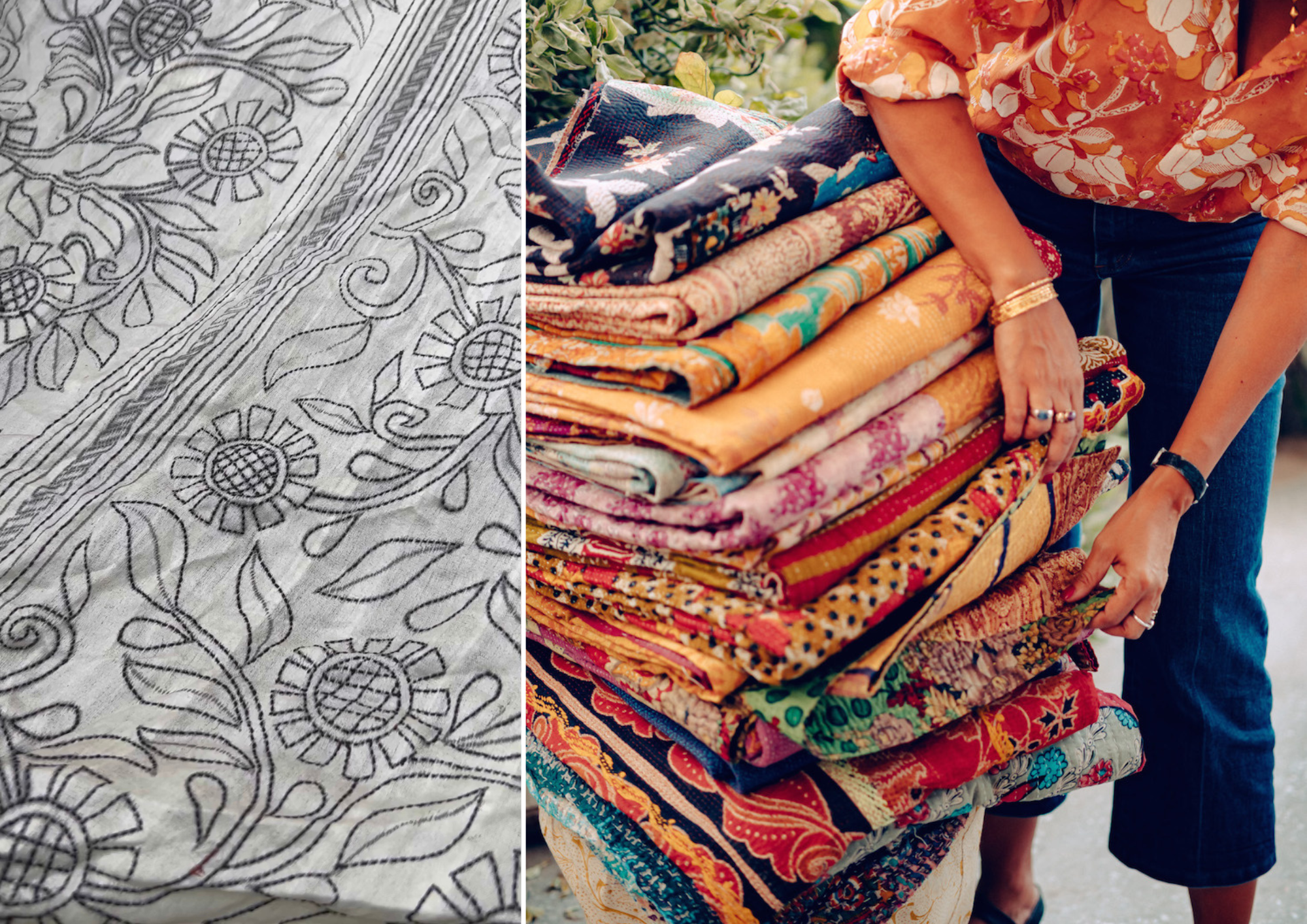 Kanthas, vintage Indian fabrics