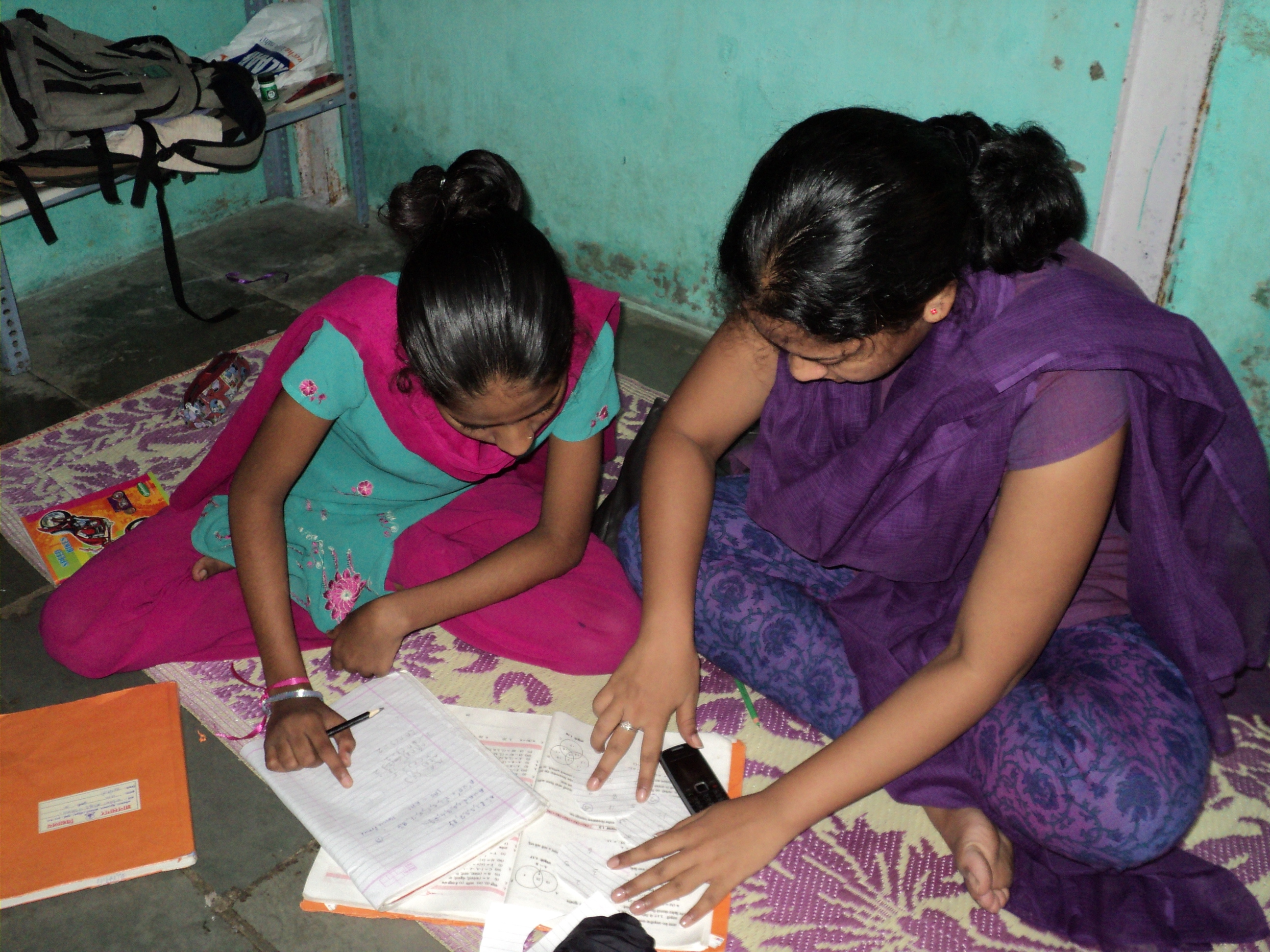 two girls doing their homework