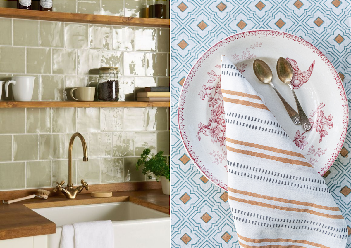 Boho chic kitchen and table linen