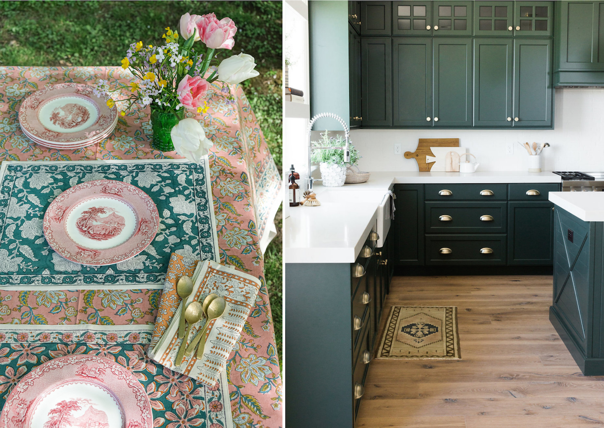 Hand-printed tablecloth and placemats from India