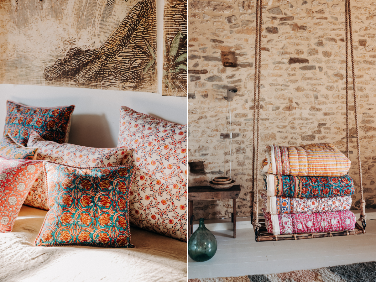 Coussins, édredons et couvre lit
